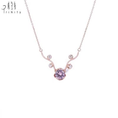 China Fashionable High Quality Elegant Necklace Jewelry 18K Rose Gold Diamond Chain Necklace for Girls for sale