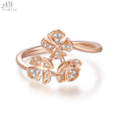 China FASHIONABLE New Products Like Jewelry 18K Rose Gold Natural Diamond Ring Flower Designs For Ladies for sale