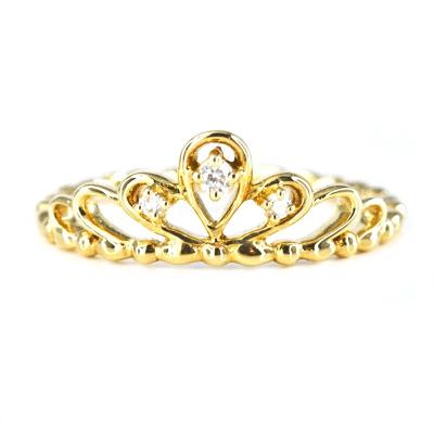 China Vintage Cute Delicate Princess Crown Diamond Ring In Solid 18K Gold Fashion Jewelry Diamond Ring for sale