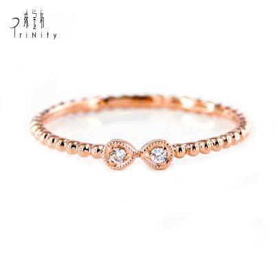 China Small Diamond Jewelry Delicate Small Rings 14K 18K Solid Gold Cute Jewelry Gold Ring Simple Thin Wholesale Price for sale