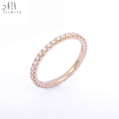 China Hot Selling TRENDY Jewelry 18k Solid Gold Diamond Eternity Bands Rings Jewelry Wholesale For Women Gift for sale