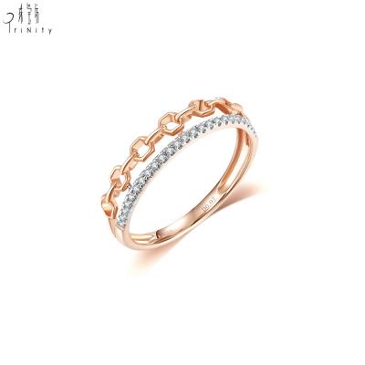 China Old-fashioned High Quality Real Diamond Stackable Rings Natural 18K Rose Gold Art Deco Ring from Latest FASHIONABLE Hong Kong Supplier for sale