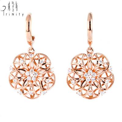 China New Design Gold Gift Set Small Design Jewelry Set 18K Rose Gold Fancy Earring For Christmas Gift for sale