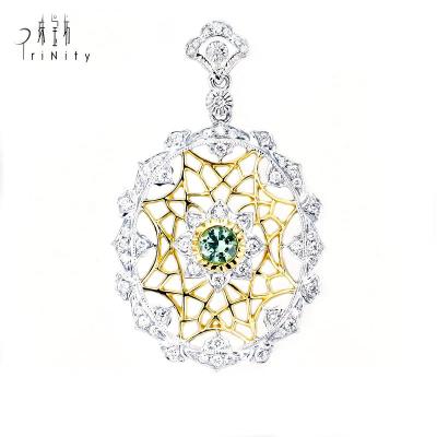 China FASHIONABLE Italian Style Luxury Gifts Garnet Pendant Female Engagement Jewelry 18K Gold Green Pendant for sale