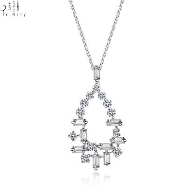 China Hot Selling Natural Solid White Gold TRENDY Real Diamond Necklace Pendant For Women Jewelry 18K for sale