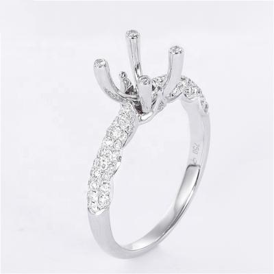 China Real Solitaire Solid Diamond Ring Semi Mount For Girl 18K White Gold Fashion Trendy High Quality Jewelry for sale