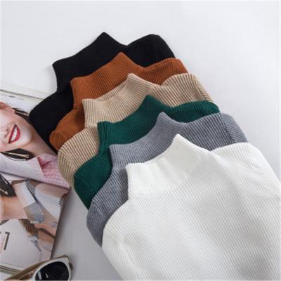 China Autumn Half Turtle Neck Sweater Anti-Shrink Sweater Ladies Slim Long Sleeve All-match Knit Bottom Shirt for sale