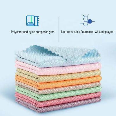 China Household Sustainable Cleaning Cloth Kitchen Glass Cleaning Cloth 10PCS Special Fish Scale Cloth for sale