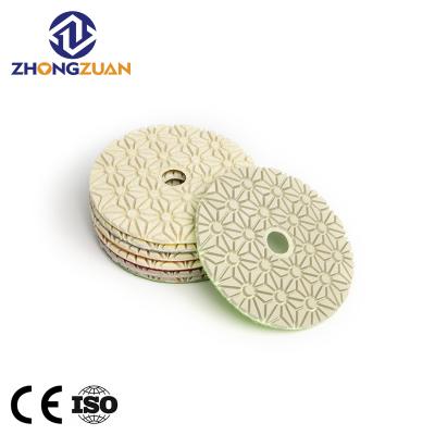 China Marble/ZHONGZUAN 7pcs/set 100mm Granite Sunflower Texture Resin Flexible Bond Diamond Wet Polishing Pads For Granite Marble Quartz Stone for sale