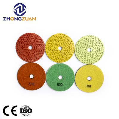 China Marble / Granite 7 Step 4 Inch Class A Flexible Wet Bond Diamond Resin Marble Polishing Pad For Granite Marble Polishing for sale