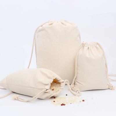 China Wholesale Soft-Loop Natural Cotton Canvas Reusable Drawstring Bag For Bulk Food for sale