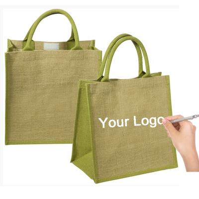 China Factory price waterproof eco handled reusable jute tote hessian shopping bags for sale