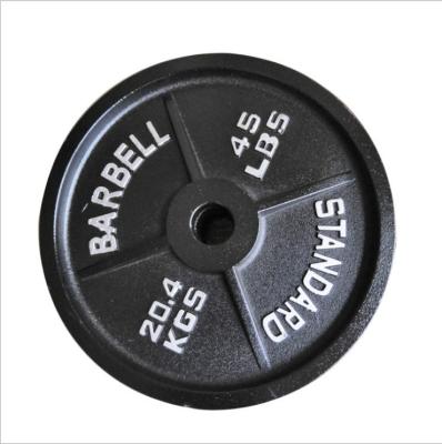 China Universal Home Fitness Free Weight Standard Plates 2.5lb 5lb 10lb 25lb 35lb 45lb Set Cast Iron Barbell Dish Gym Weight Base Plates for sale