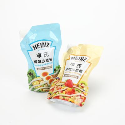 China Chili Sauce Packaging Tomato Ketchup Paste Spout Hot Fill Aluminum Foil Tea Moisture Proof Packaging Squeeze Pouch for sale