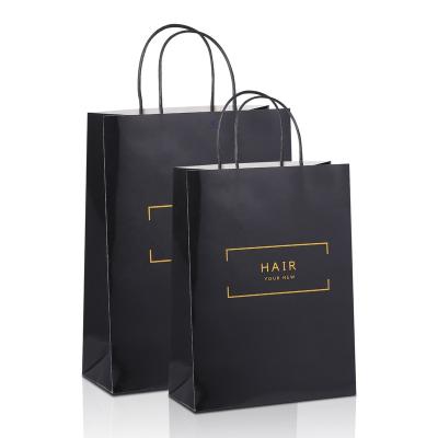 China Recyclable Custom Luxury Cosmetic Paper Bag Logo Clothing Packaging Black Paper Shopping Bag Gift Bag for sale