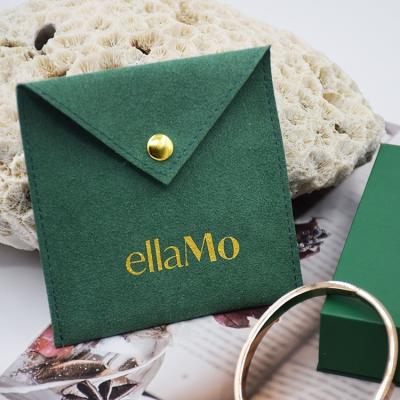 China Custom Envelope Style Free Sample Flapper Suede Gift Jewelery Packaging Bag Logo Microfiber Jewelry Pouch for sale