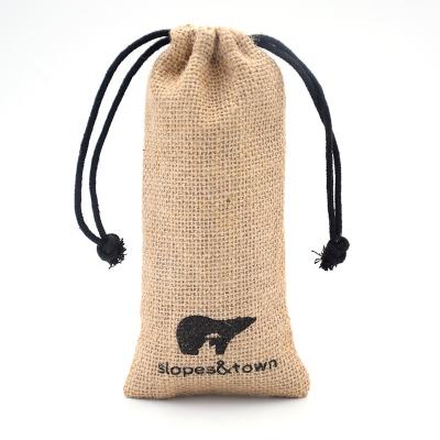 China Various Wholesale Price Custom Printed Small Jute Glasses Bags Drawstring Burlap Pouch With Logo for sale