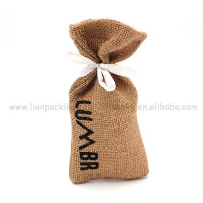 China Factory Price Disposable Reusable Natural Jute Bag Custom Logo Drawstring Coffee Burlap Packaging Pouch for sale