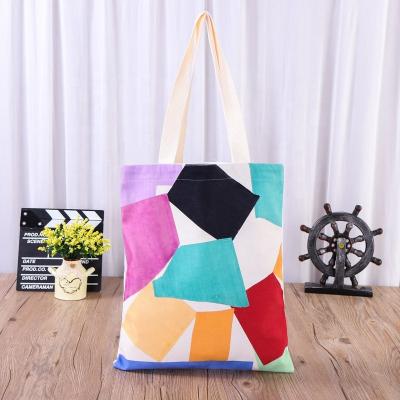 China Custom Colorful Printed Fabric Eco-friendly Fashionable Wholesale Fashion Reusable Recycle Grocery Cotton Logo Canvas Shopping Tote Bag for sale