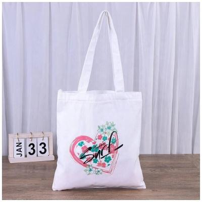 China Fashionable promotional wholesale recycle empty organic digital printed logo cotton canvas shopping bag with inside pocket for sale