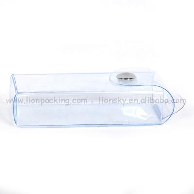 China Wholesale Price Recyclable Custom Logo Button Closure Clear PVC Gift Bag for sale