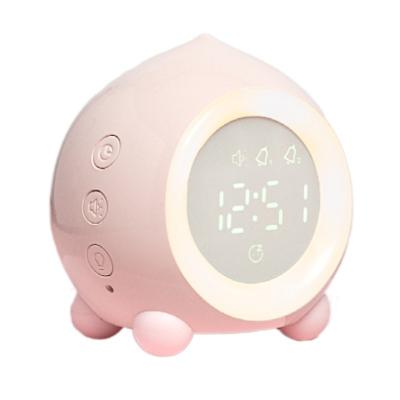 China Classroom Lovely Peach Silicone Clock LED Color Light Baby Clock Bedroom Intelligent Digital Children Clock for sale