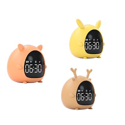 China Cute Animal Mute Clock Silicon Table Clock Kids Calendars USB Charging LED Baby Digital Clock for sale