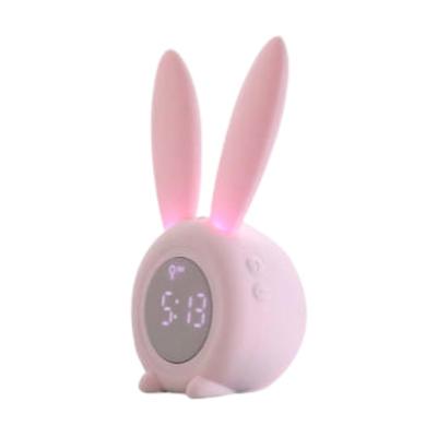 China Cute Children's Night Light Silicone Calendars Cute Rabbit Sleep Training Alarm Clock Bedroom LED Smart Digital Clock for sale