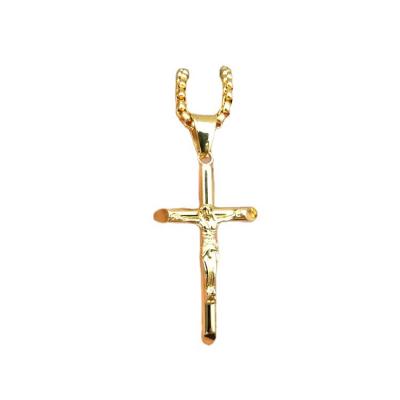 China Religious Necklace Religious Titanium Stainless Steel Gold Plated Stainless Steel Gold Plated Jesus Cross Pendant Hip Hop Jewelry for sale