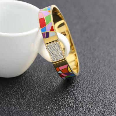 China High Quality Environmentally Friendly Bangles Jewelry For Women Custom Colored Enamel Geometric Shape Stainless Steel Bangle Bangles Jewelry for sale