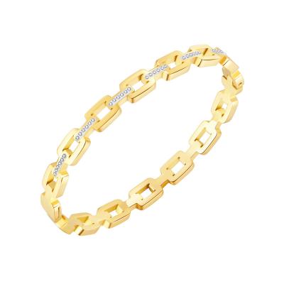 China Simple Design Environmental Friendly Gold Plated Custom Luxury Stainless Steel Zircon Bracelets Women Jewelry Wholesale for sale