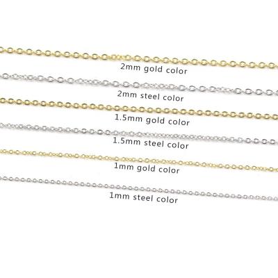 China Environmental Friendly IN Stock High Quality Indelible 18K Gold Plated Cross Necklace 1 Square Chain 50cm Stainless Steel Chain Accessories 1.5/2mm for sale