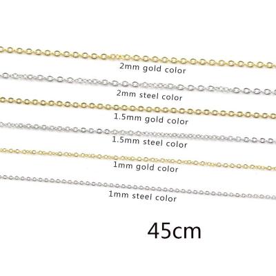 China 18K Necklace Chain 1 1.5/2mm Square Stainless Steel 45cm Cross Chain Jewelry Accessories Environmental Friendly High Quality Indelible Gold Plated 45cm for sale