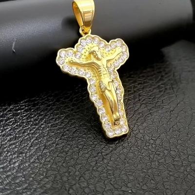 China Environmental Friendly Islamic Religious Titanium Steel Stainless Steel Gold Plated Jewelry Pendant Pendant Necklace Zirconia Jesus Cross Accessories Wholesale for sale