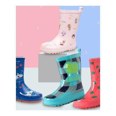 China Light Weight Children's rain boots boys middle and big children cartoon cute girls  natural rubber shoes baby rain boots for sale