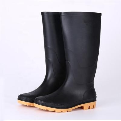 China Cushioning cheap non safety light weight anti slip Oil acid alkali resistant waterproof men women PVC rubber rain boots for work for sale