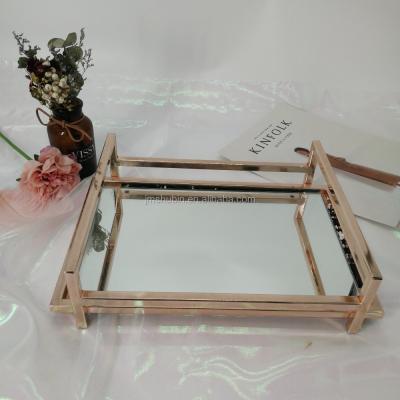 China Bathroom Hotel Restaurant Tea Dinner Tray Iron Serving Tray Elegant Mirror for sale