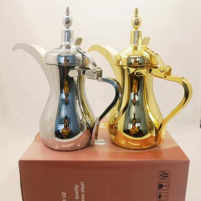 China Sustainable Stainless Steel Arabic Silver Gold Dallah Tea Coffee Pot for sale