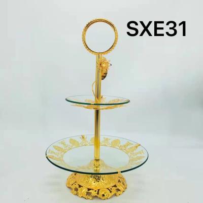 China Viable Wholesale Promotional Gift Ideas Detachable Glass Standing 2 Tiered Tray for sale