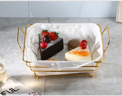 China Traditional Popular Home Use Fruit Bread Storage Container Wire Basket Kitchen Drawer Gold Sliver Food Organizer for sale