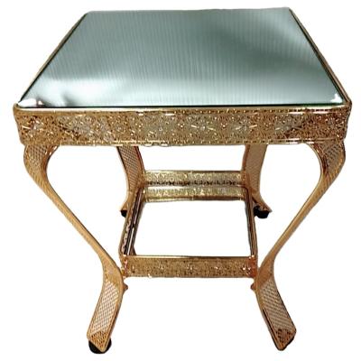 China Art Decor Luxury Square Mirrored Glass Marble Top Table With Metal Feet Coffee Table Made In Porcelain for sale