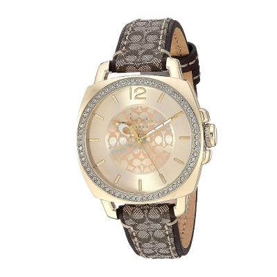 China Water Resistant Friend Gold Tone Rhinestones Signature Leather Women's Watch [100% Authentic] C0ach 14501287 for sale