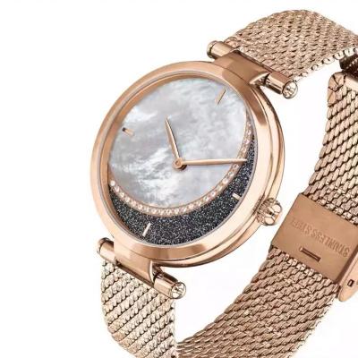 China Amazon Hot Sale Wholesale Water Resistant Mesh Strap Women's Stainless Steel Park Watch With Mother Of The Chime Dial for sale