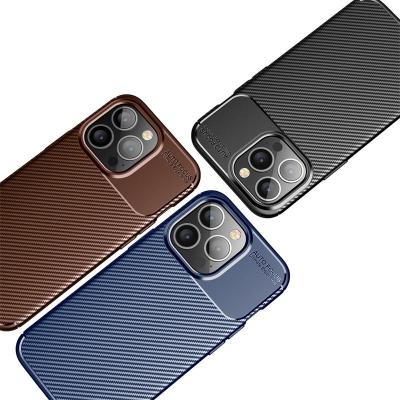 China 2021 Hot Selling Luxury Anti-fall Mobile Phone Accessories Carbon Fiber Tpu Luxury Soft Phone Case For iPhone 13 12 Pro Max for sale