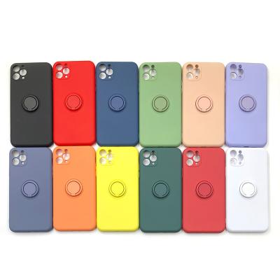 China Shockproof Liquid Silicone Phone Case Ring Holder For iPhone 13 12 for sale