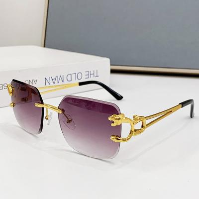 China 2023New fashion sunglasses men and women personality leopard glas frameless snagging leg sunglasses for sale