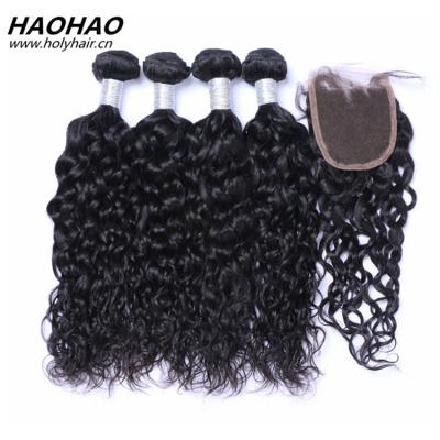 China Water Wave Water Wave With Lace Headband, Bundles With Closure Color Natural Unprocessed Virgin Brazilian Water Wave Wholesale Factory Price for sale