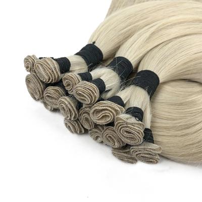 China Machine frame; Durable 8-30 Inches Raw Russian Human Hand Tied Virgin Hair Weft Cuticle Aligned Hair Bundles for sale