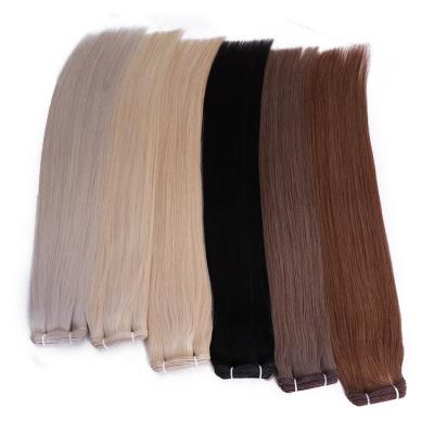 China High Quality Silky Straight Virgin Russian Hair Weft Flat Wave 100% No Shedding Double Drawn Hair Flat Weft Extension for sale