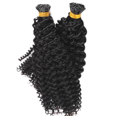 China Wholesale Original Pure Natural Natural Raw Indian Human Hair Curly Curly I Tip Hair Extensions for sale